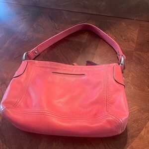Fossil Pink/Orange Coral  Leather Shoulder Bag